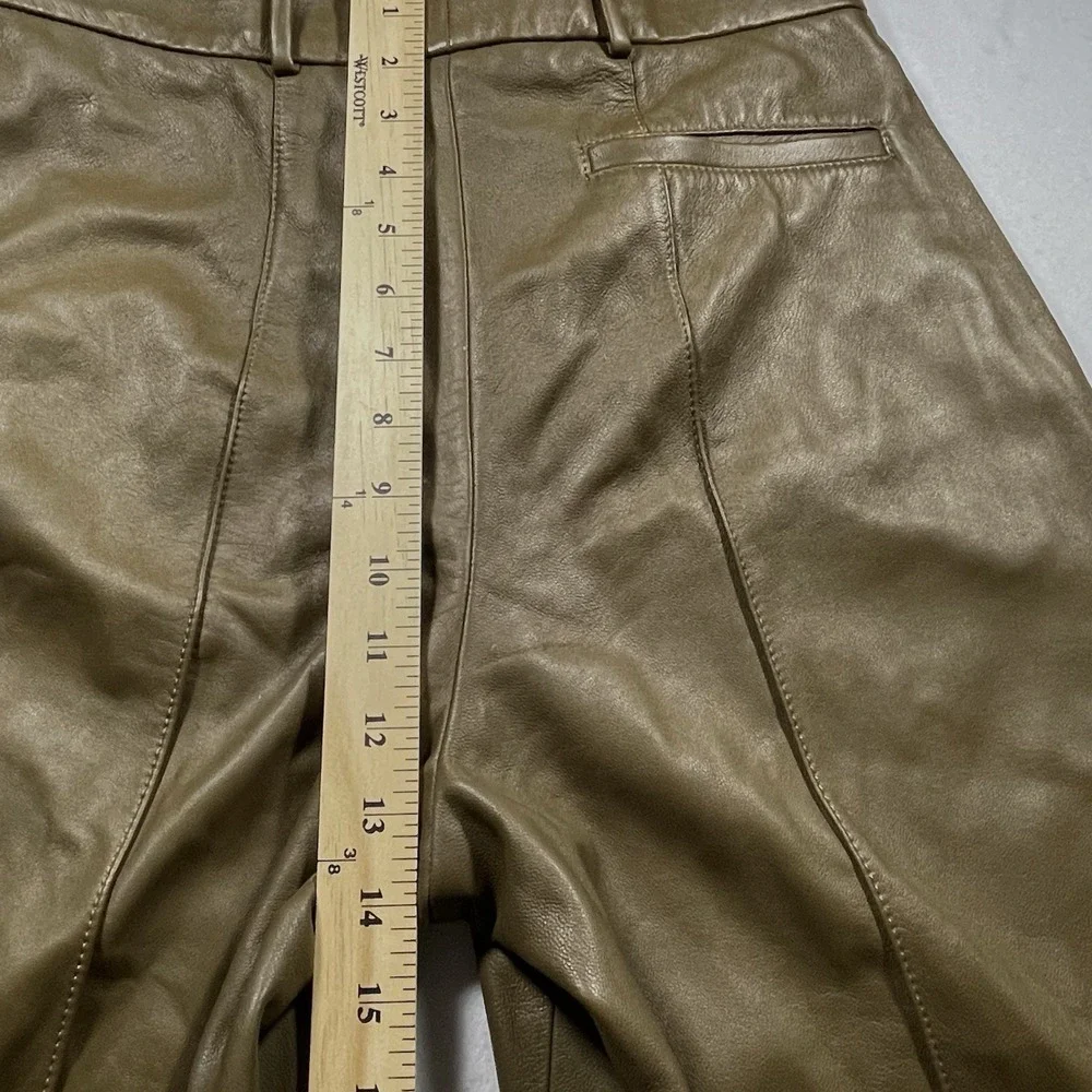 Tory Burch Brown 100% Lamb Leather Pleated Pants Women's Size 6 Tapered